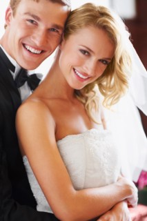 Portrait of newly wed couple