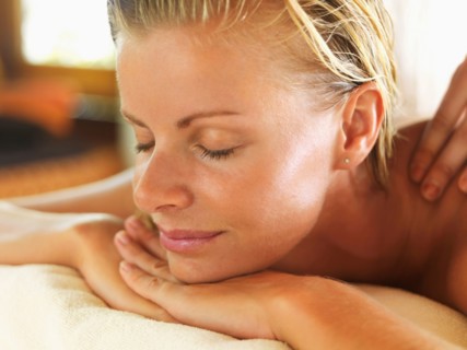 Woman relaxing in spa