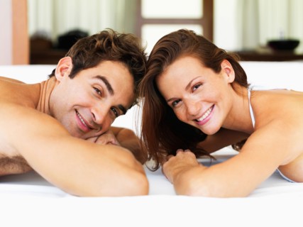 Couple relaxing in spa
