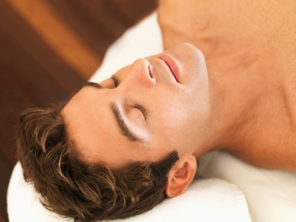Man relaxing in spa