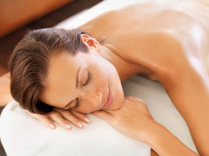 Woman relaxing in spa