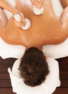 Man getting massage in spa