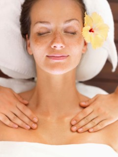 Woman relaxing in spa