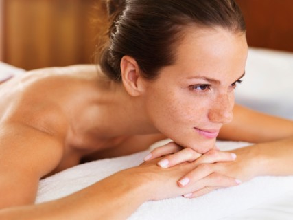 Woman relaxing in spa