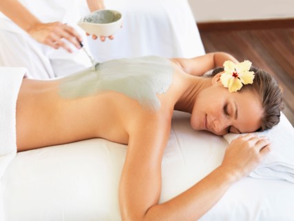 Woman receiving spa treatment