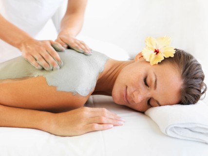 Woman receiving spa treatment