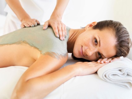 Woman receiving spa treatment