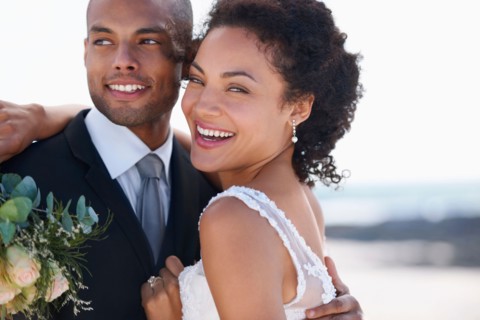 Portrait of newly wed couple