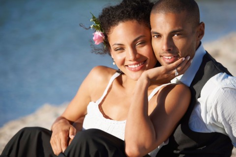 Portrait of newly wed couple