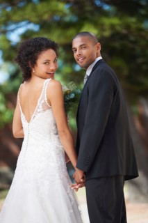 Portrait of newlywed couple