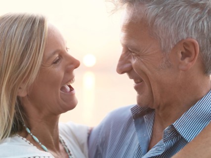 Portrait of mature couple at sunset