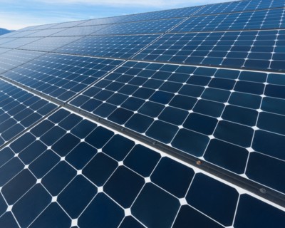 Solar panels on desert