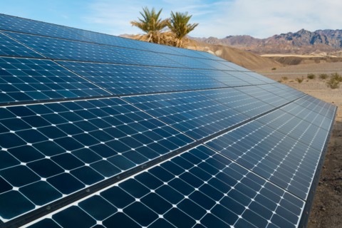Solar panels on desert