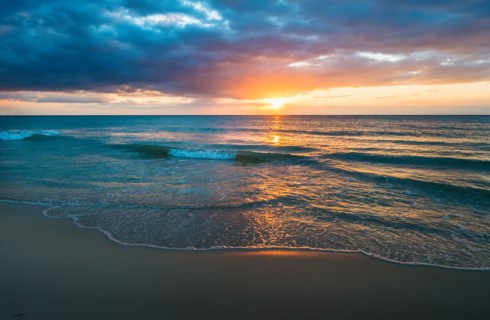 Sunset over sea. Jamaica.