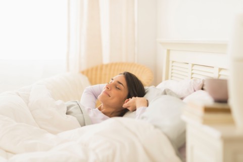 Woman waking up.