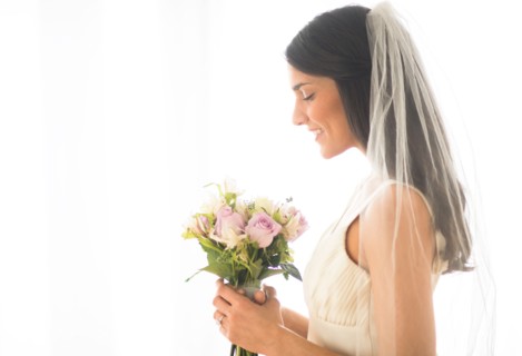 Studio portrait of bride.