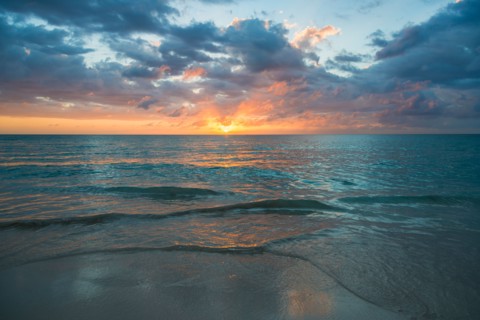 Sunset over sea. Jamaica.