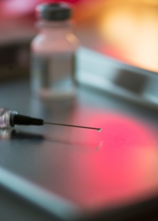 Close up of syringe, studio shot.