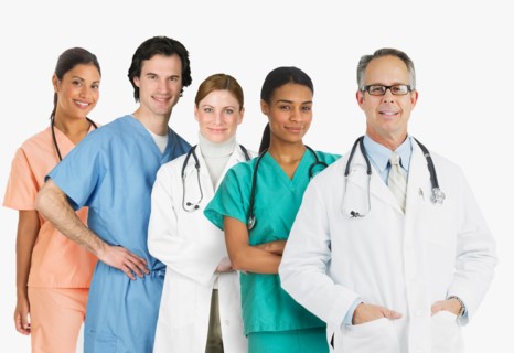 Group portrait of medical staff, studio shot.