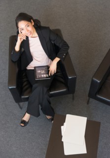 Portrait of businesswoman seen from above.
