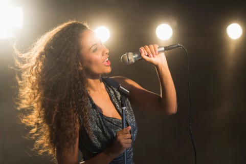 Stage performance of young singer.
