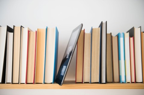 Row of books on shelf