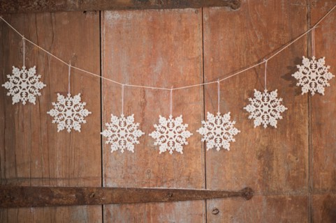Christmas ornaments on door