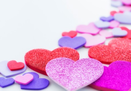 Studio Shot of foam hearts on white background