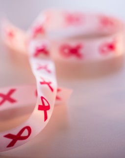Studio Shot of breast cancer awareness ribbon