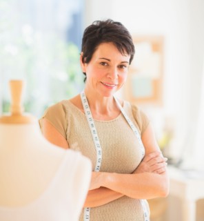 Portrait of mature woman with clothing bust