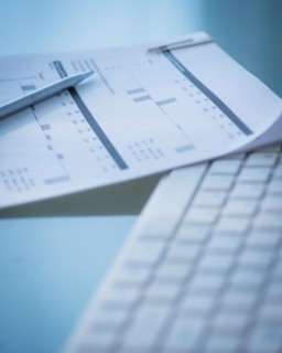 Studio Shot of calculator and paper material
