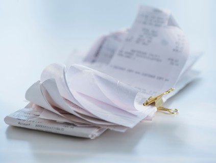 Studio Shot, Stack of receipts