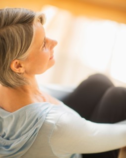 Elevated view of woman relaxing