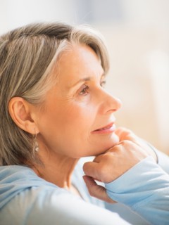 Portrait of pensive woman