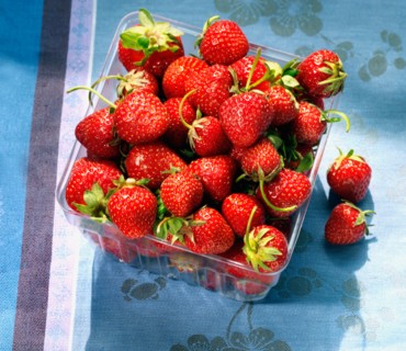 Box full of strawberries