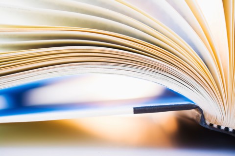 Book pages in motion.