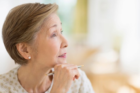 Senior woman thinking.