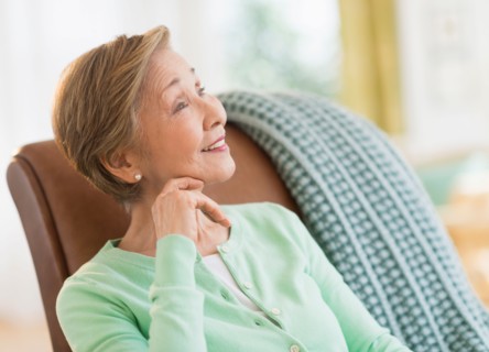 Portrait of senior woman at home.