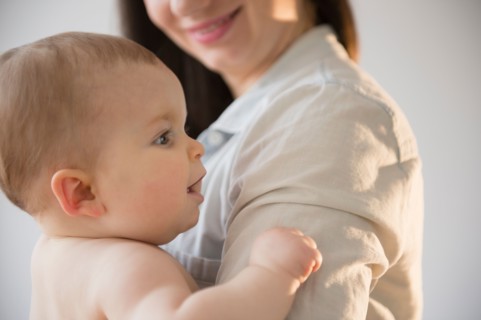 Mother with baby daughter (6-11 months)