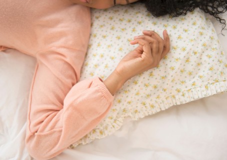 Elevated view of woman sleeping