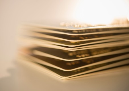 Studio Shot of stack of credit cards