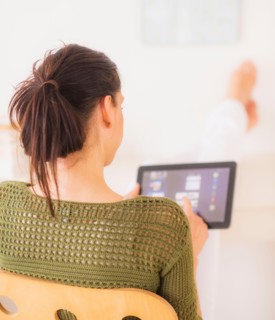 Woman using tablet pc