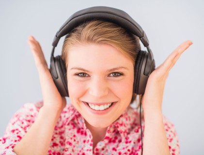 Portrait of woman in headphones