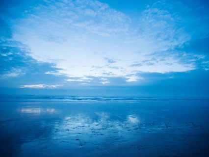 Sandy beach at sunset