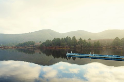 Landscape with sky reflected in water