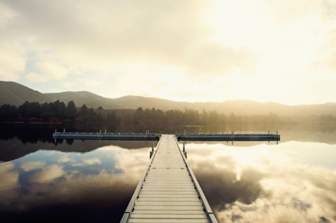 Landscape with sky reflected in water