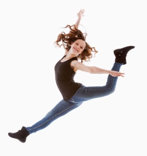 Portrait of jumping girl (12-13)