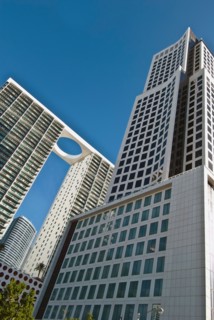 Low angle view of 500 brickell towers
