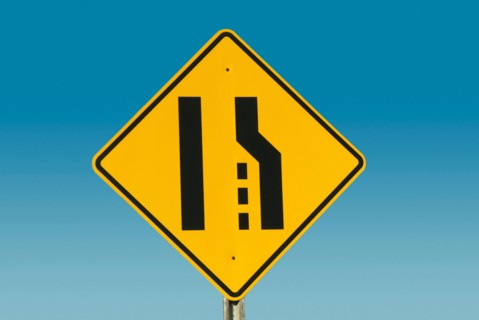 Right lane closed sign