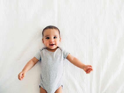 Baby boy (2-5 months) portrait on white
